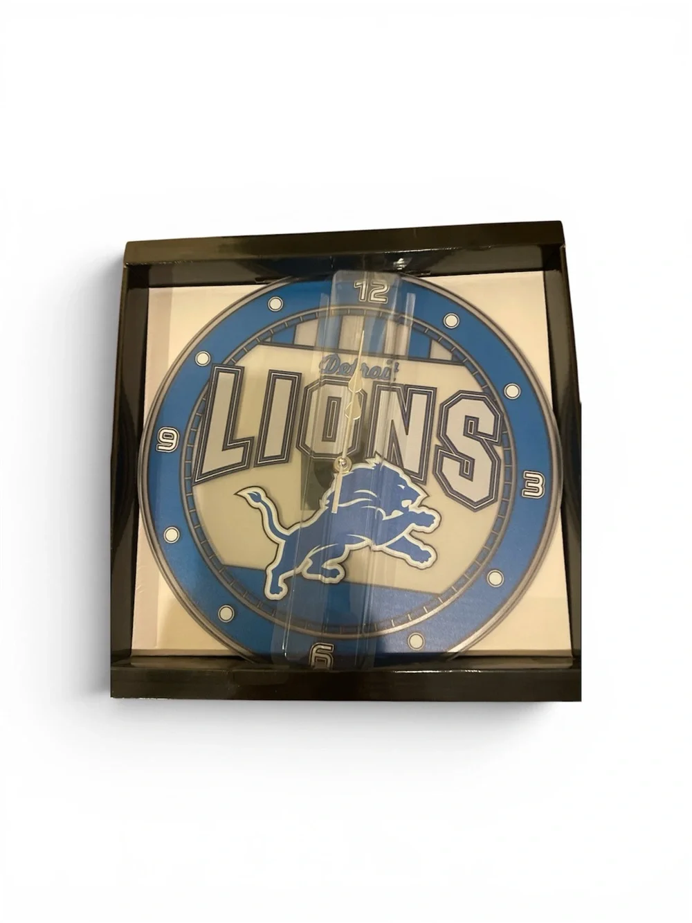 NFL Detroit Lions Blue and White Wall Clock with Team Logo